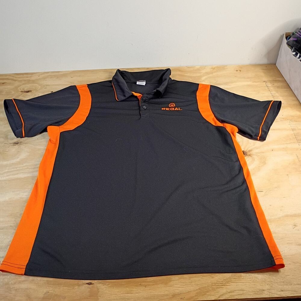Barco Uniforms Regal Work Shirt Mens XL Black Orange Logo Polo Employee Uniform